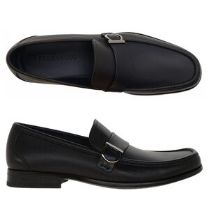 Salvatore Ferragamo Duomo Loafers Midnight Blue Leather Size 12 US New